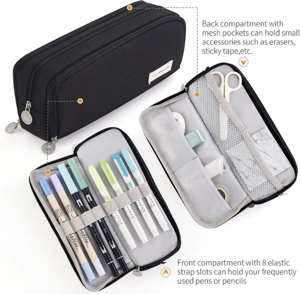 Black_Canvas_Large_Capacity_Pencil_Pouch,_3_Compartments_Pen_&_Pencil_Pouches,_Portable_Stationery_Organizer_Bag,_Aesthetic_Pencil_Case_With_Multiple_Compartment_&_Zipper,_Kids_Cute_Stationery_Gift,_Big_Pencil_Bag_For_School,_College,_Office_(Black)
