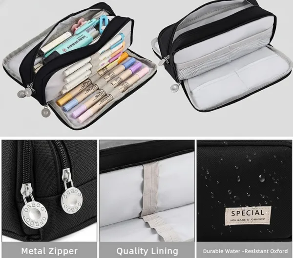 Black_Canvas_Large_Capacity_Pencil_Pouch,_3_Compartments_Pen_&_Pencil_Pouches,_Portable_Stationery_Organizer_Bag,_Aesthetic_Pencil_Case_With_Multiple_Compartment_&_Zipper,_Kids_Cute_Stationery_Gift,_Big_Pencil_Bag_For_School,_College,_Office_(Black)