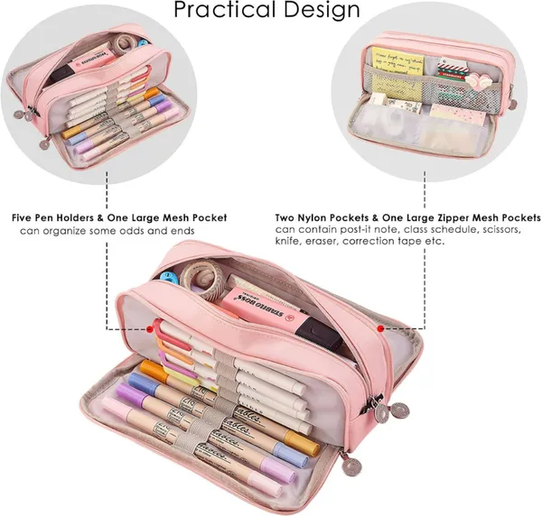 Pink_Canvas_Large_Capacity_Pencil_Pouch,_3_Compartments_Pen_&_Pencil_Pouches,_Portable_Stationery_Organizer_Bag,_Aesthetic_Pencil_Case_With_Multiple_Compartment_&_Zipper,_Kids_Cute_Stationery_Gift,_Big_Pencil_Bag_For_School,_College,_Office_(Pink)