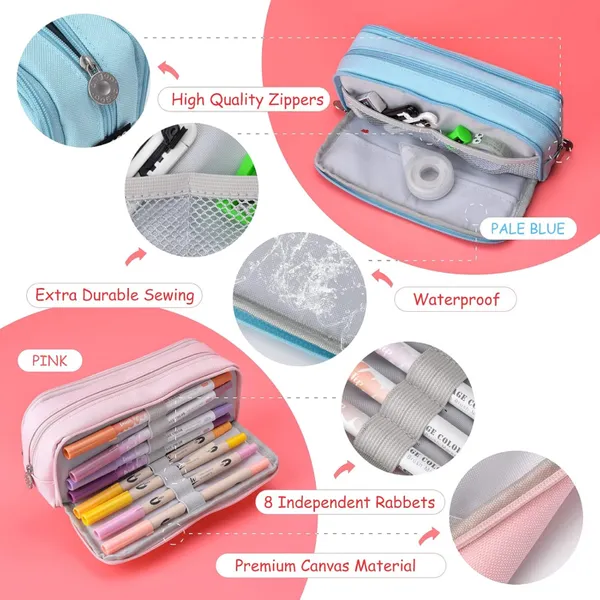 Pink_Canvas_Large_Capacity_Pencil_Pouch,_3_Compartments_Pen_&_Pencil_Pouches,_Portable_Stationery_Organizer_Bag,_Aesthetic_Pencil_Case_With_Multiple_Compartment_&_Zipper,_Kids_Cute_Stationery_Gift,_Big_Pencil_Bag_For_School,_College,_Office_(Pink)