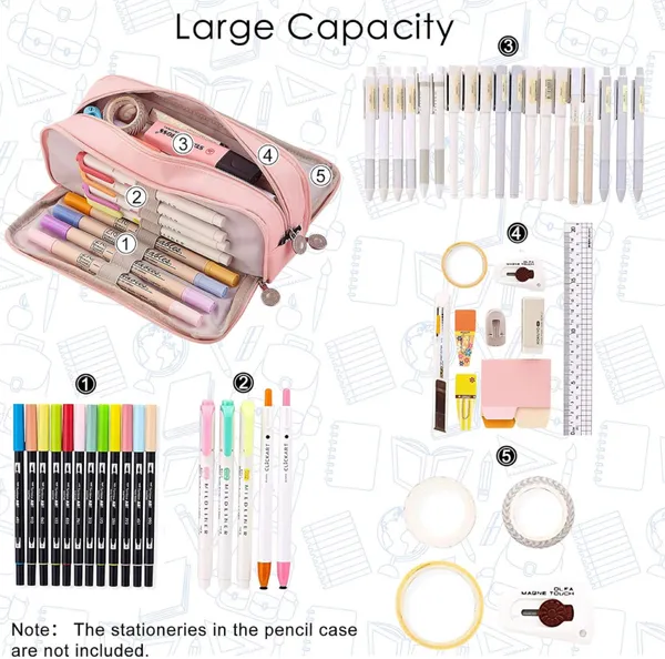 Pink_Canvas_Large_Capacity_Pencil_Pouch,_3_Compartments_Pen_&_Pencil_Pouches,_Portable_Stationery_Organizer_Bag,_Aesthetic_Pencil_Case_With_Multiple_Compartment_&_Zipper,_Kids_Cute_Stationery_Gift,_Big_Pencil_Bag_For_School,_College,_Office_(Pink)