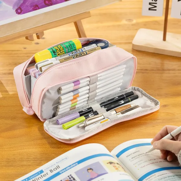 Pink_Canvas_Large_Capacity_Pencil_Pouch,_3_Compartments_Pen_&_Pencil_Pouches,_Portable_Stationery_Organizer_Bag,_Aesthetic_Pencil_Case_With_Multiple_Compartment_&_Zipper,_Kids_Cute_Stationery_Gift,_Big_Pencil_Bag_For_School,_College,_Office_(Pink)