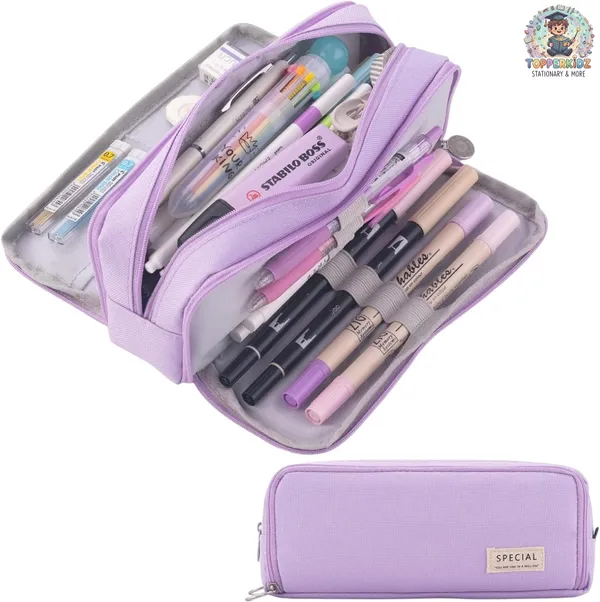 Purple_Canvas_Large_Capacity_Pencil_Pouch,_3_Compartments_Pen_&_Pencil_Pouches,_Portable_Stationery_Organizer_Bag,_Aesthetic_Pencil_Case_With_Multiple_Compartment_&_Zipper,_Kids_Cute_Stationery_Gift,_Big_Pencil_Bag_For_School,_College,_Office_(Purple)