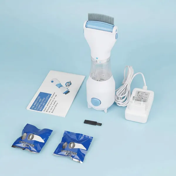 White_Electric_Vacuum_Comb_For_Lice_Treatment,_Our_V_Comb_Capture_3_Filter_Trap_Head_Lice_&_Eggs_Removed_From_The_Hair,_Electrical_Head_Lice_Comb,_Allergy_And_Chemical_Free_Head_Lice_Solution_Treatment_For_Children_&_Adults_(Refillable_Filters)