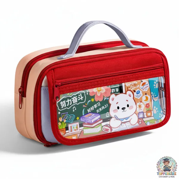 Red_Large_Capacity_9_Layers_Pencil_Case,_Portable_Pencil_Storage_Bag_With_Zipper,_Flip_Cover_Multifunctional_Stationery_Organizer_Bag,_Creative_Design_Pencil_Case_For_Kids,_Multi-Pocket_Stationery_Case_For_School_&_Office.