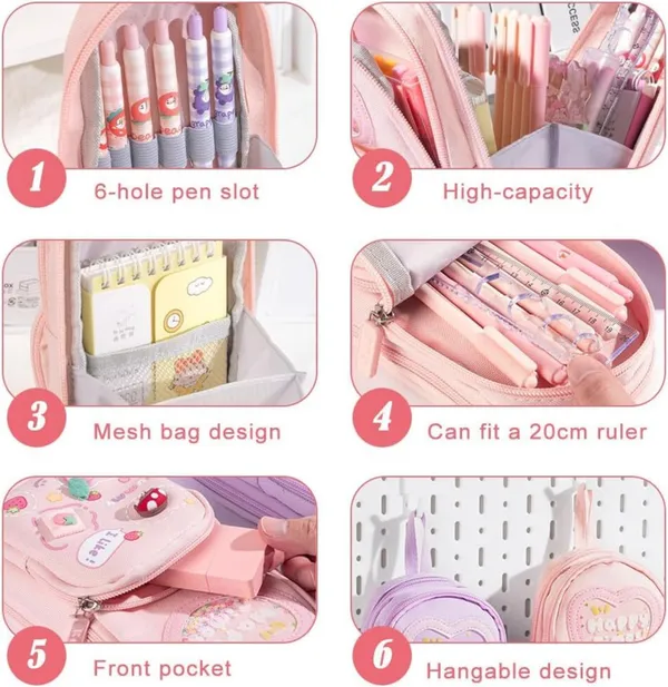 Pink_Large_Capacity_Pencil_Pouch_6_Layer_With_3_Compartment,_Cute_Aesthetic_Pencil_Case,_Multifunctional_Pouch_Cute_For_Kids,_Premium_Pencil_Bag_With_Zipper,_Cute_Stationery_Gift_(Pink)