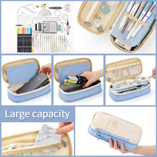 Blue_Nylon_Large_Capacity_Pencil_Pouch,_Aesthetic_Pencil_Case_With_Multiple_Compartment_&_Double_Zipper,_Portable_Stationery_Organizer_Bag,_Kids_Cute_Stationery_Gift_Aesthetic_Pencil_Case,_Big_Pencil_Bag_For_School,_College,_Office_(Special_Sky_Blue)