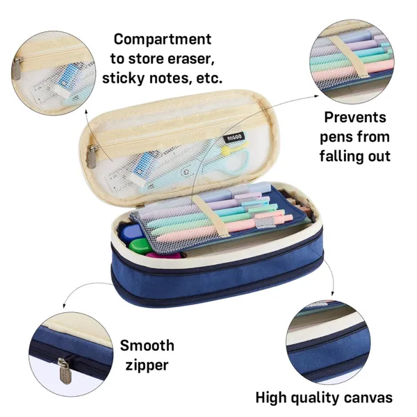 Blue_Nylon_Large_Capacity_Pencil_Pouch,_Aesthetic_Pencil_Case_With_Multiple_Compartment_&_Double_Zipper,_Portable_Stationery_Organizer_Bag,_Kids_Cute_Stationery_Gift_Aesthetic_Pencil_Case,_Big_Pencil_Bag_For_School,_College,_Office_(Classic_-_Dark_Blue)