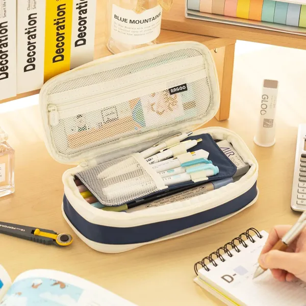 Blue_Nylon_Large_Capacity_Pencil_Pouch,_Aesthetic_Pencil_Case_With_Multiple_Compartment_&_Double_Zipper,_Portable_Stationery_Organizer_Bag,_Kids_Cute_Stationery_Gift_Aesthetic_Pencil_Case,_Big_Pencil_Bag_For_School,_College,_Office_(Classic_-_Dark_Blue)