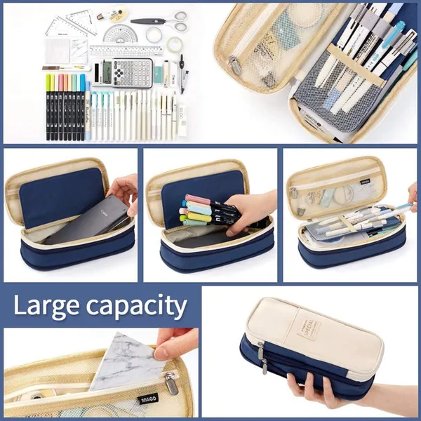 Blue_Nylon_Large_Capacity_Pencil_Pouch,_Aesthetic_Pencil_Case_With_Multiple_Compartment_&_Double_Zipper,_Portable_Stationery_Organizer_Bag,_Kids_Cute_Stationery_Gift_Aesthetic_Pencil_Case,_Big_Pencil_Bag_For_School,_College,_Office_(Classic_-_Dark_Blue)
