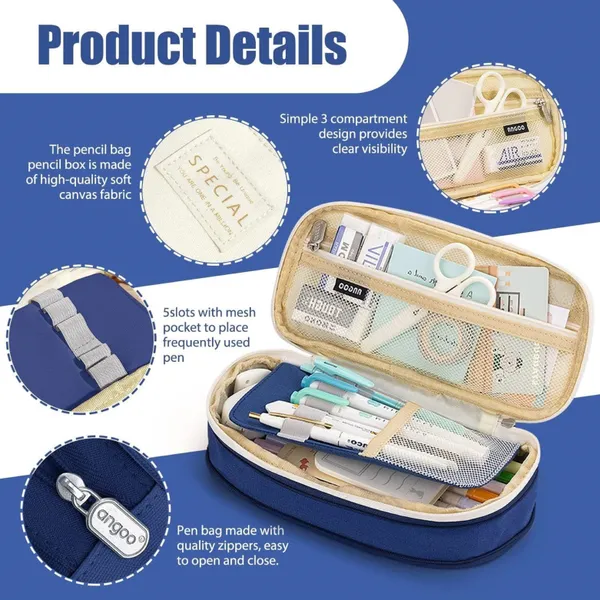 Blue_Nylon_Large_Capacity_Pencil_Pouch,_Aesthetic_Pencil_Case_With_Multiple_Compartment_&_Double_Zipper,_Portable_Stationery_Organizer_Bag,_Kids_Cute_Stationery_Gift_Aesthetic_Pencil_Case,_Big_Pencil_Bag_For_School,_College,_Office_(Classic_-_Dark_Blue)