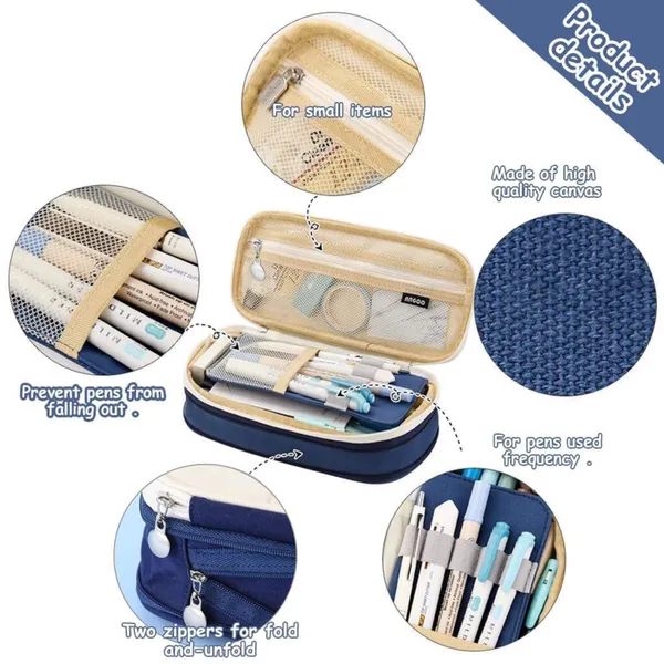 Blue_Nylon_Large_Capacity_Pencil_Pouch,_Aesthetic_Pencil_Case_With_Multiple_Compartment_&_Double_Zipper,_Portable_Stationery_Organizer_Bag,_Kids_Cute_Stationery_Gift_Aesthetic_Pencil_Case,_Big_Pencil_Bag_For_School,_College,_Office_(Classic_-_Dark_Blue)