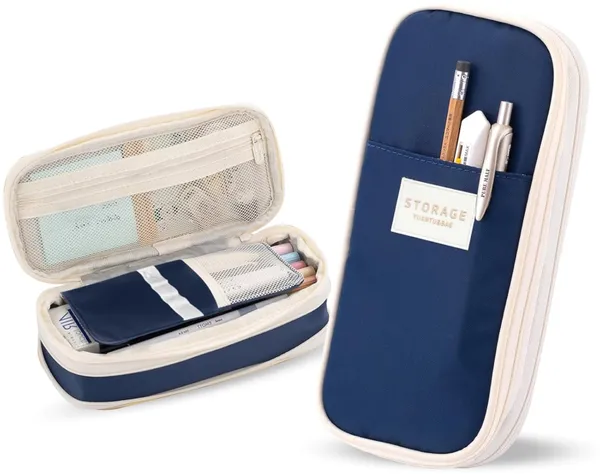 Blue_Nylon_Large_Capacity_Pencil_Pouch,_Aesthetic_Pencil_Case_With_Multiple_Compartment_&_Double_Zipper,_Portable_Stationery_Organizer_Bag,_Kids_Cute_Stationery_Gift_Aesthetic_Pencil_Case,_Big_Pencil_Bag_For_School,_College,_Office_(Classic_-_Dark_Blue)