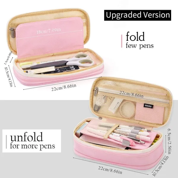 Pink_Nylon_Large_Capacity_Pencil_Pouch,_Aesthetic_Pencil_Case_With_Multiple_Compartment_&_Double_Zipper,_Portable_Stationery_Organizer_Bag,_Kids_Cute_Stationery_Gift_Aesthetic_Pencil_Case,_Big_Pencil_Bag_For_School,_College,_Office_(Special_Lite_Pink)
