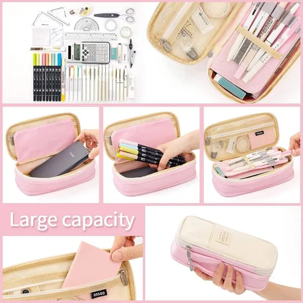 Pink_Nylon_Large_Capacity_Pencil_Pouch,_Aesthetic_Pencil_Case_With_Multiple_Compartment_&_Double_Zipper,_Portable_Stationery_Organizer_Bag,_Kids_Cute_Stationery_Gift_Aesthetic_Pencil_Case,_Big_Pencil_Bag_For_School,_College,_Office_(Special_Lite_Pink)