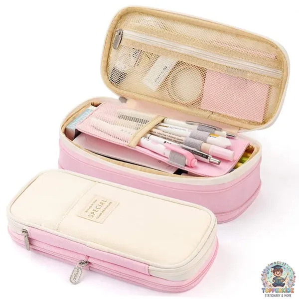 Pink_Nylon_Large_Capacity_Pencil_Pouch,_Aesthetic_Pencil_Case_With_Multiple_Compartment_&_Double_Zipper,_Portable_Stationery_Organizer_Bag,_Kids_Cute_Stationery_Gift_Aesthetic_Pencil_Case,_Big_Pencil_Bag_For_School,_College,_Office_(Special_Lite_Pink)