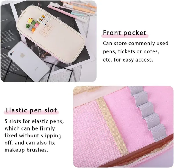 Pink_Nylon_Large_Capacity_Pencil_Pouch,_Aesthetic_Pencil_Case_With_Multiple_Compartment_&_Double_Zipper,_Portable_Stationery_Organizer_Bag,_Kids_Cute_Stationery_Gift_Aesthetic_Pencil_Case,_Big_Pencil_Bag_For_School,_College,_Office_(Special_Lite_Pink)