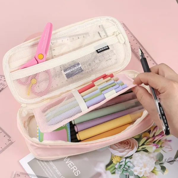 Pink_Nylon_Large_Capacity_Pencil_Pouch,_Aesthetic_Pencil_Case_With_Multiple_Compartment_&_Double_Zipper,_Portable_Stationery_Organizer_Bag,_Kids_Cute_Stationery_Gift_Aesthetic_Pencil_Case,_Big_Pencil_Bag_For_School,_College,_Office_(Special_Lite_Pink)