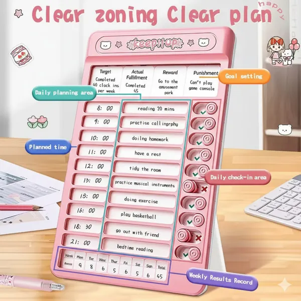 Pink_Personal_Growth_Planner_Checklist_Board_With_Goal_Setting_&_Daily_To_Do_List_Tracker-_For_Productivity_Self-Improvement,_Habit_Tracker_Daily_Planner_For_Kids_&_Adult,_Self-Discipline_Chores_Chart_With_15Pcs_Blank_Punch_Paper,_Stickers_And_Durable_Board._(Pink)