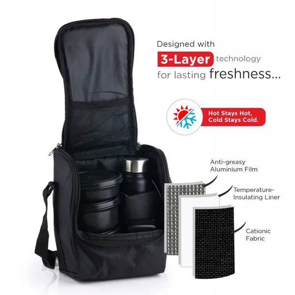 Pro_Lunch_Box_with_Steel_Cutlery,_3_Microwave_Safe_Inner_Steel_Containers_(290ml,_450ml,_600ml)_Plastic_Chutney_Dabba_130ml,_Bottle_750ml_with_Insulated_Bag,_Microwavable_|_ISI_Approved_|_Office_Tiffin_|_BPA_Free_Lids_(Black)