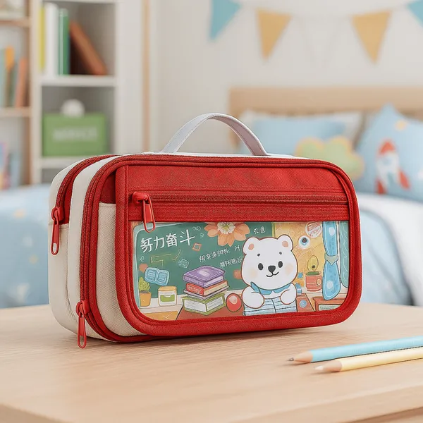 Red_Large_Capacity_9_Layers_Pencil_Case,_Portable_Pencil_Storage_Bag_With_Zipper,_Flip_Cover_Multifunctional_Stationery_Organizer_Bag,_Creative_Design_Pencil_Case_For_Kids,_Multi-Pocket_Stationery_Case_For_School_&_Office.