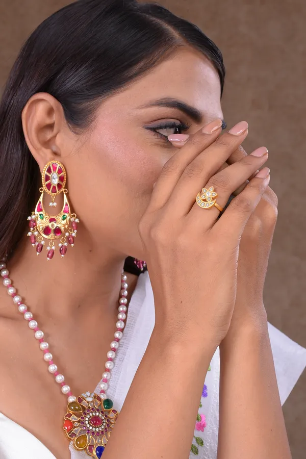 Gold_Plated_Ek_Chaand_Phool_Ring_For_Women