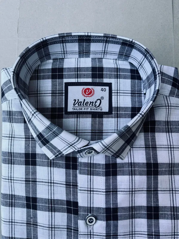 White_&_Blue_Linen_Premium_&_Elegant_Chex_Shirt_For_Men_#41966