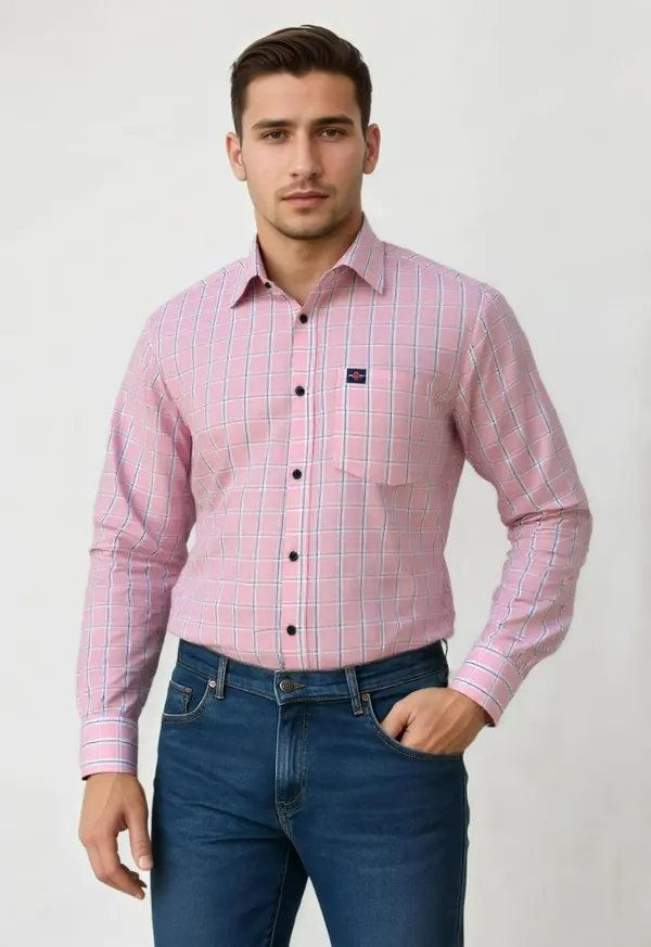 Pink_Poly-Cotton_Premium_&_Elegant_Chex_Shirt_For_Men_#41770