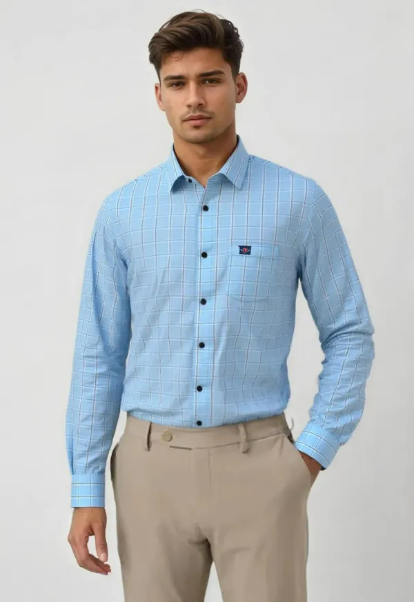 Light_Blue_Poly-Cotton_Premium_&_Elegant_Chex_Shirt_For_Men_#41770