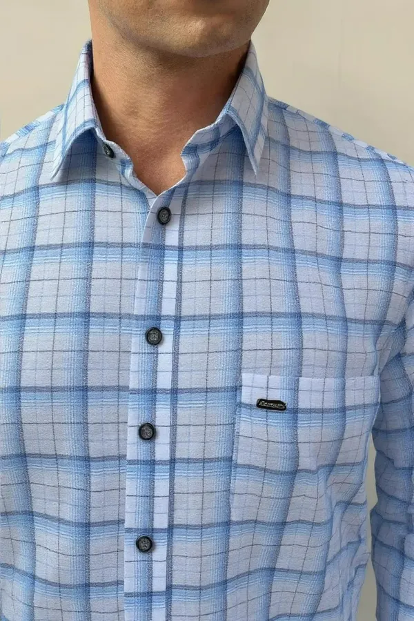 Blue_Poly_Cotton_Premium_&_Elegant_Chex_Shirt_For_Men_#41961