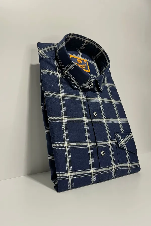 Blue_Poly_Cotton_Premium_&_Elegant_Chex_Shirt_For_Men_#41329