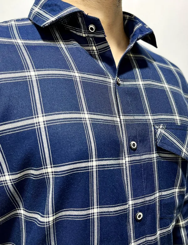 Blue_Poly_Cotton_Premium_&_Elegant_Chex_Shirt_For_Men_#41329