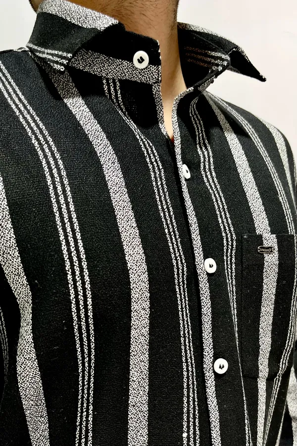 Black_Poly_Cotton_Premium_&_Elegant_Striped_Shirt_For_Men_#61889