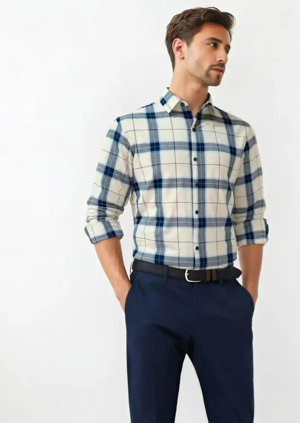 Cream_Cotton_Premium_&_Elegant_Chex_Shirt_For_Men_#41974