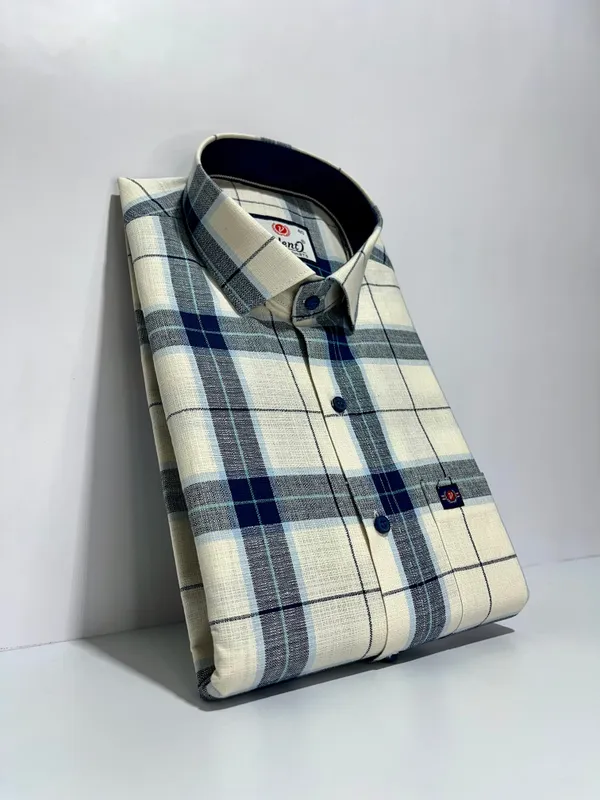 Cream_Cotton_Premium_&_Elegant_Chex_Shirt_For_Men_#41974