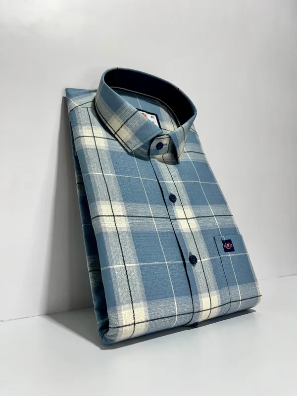Steel_Blue_Cotton_Premium_&_Elegant_Chex_Shirt_For_Men_#41974