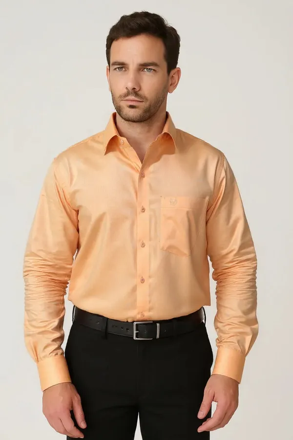 Peach_Cotton_Premium_&_Elegant_Solid_Shirt_For_Men_#2637/1