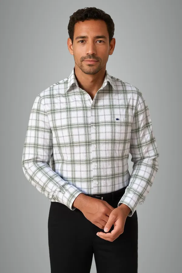 Green_Cotton_Premium_&_Elegant_Chex_Shirt_For_Men_#41910