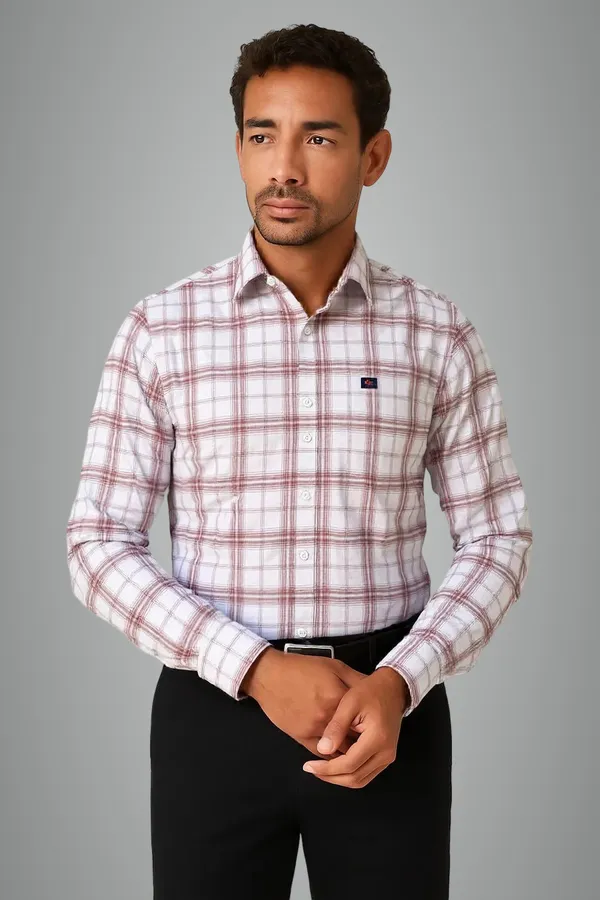 Pink_&_White_Poly-Cotton_Premium_&_Elegant_Chex_Shirt_For_Men_#41910