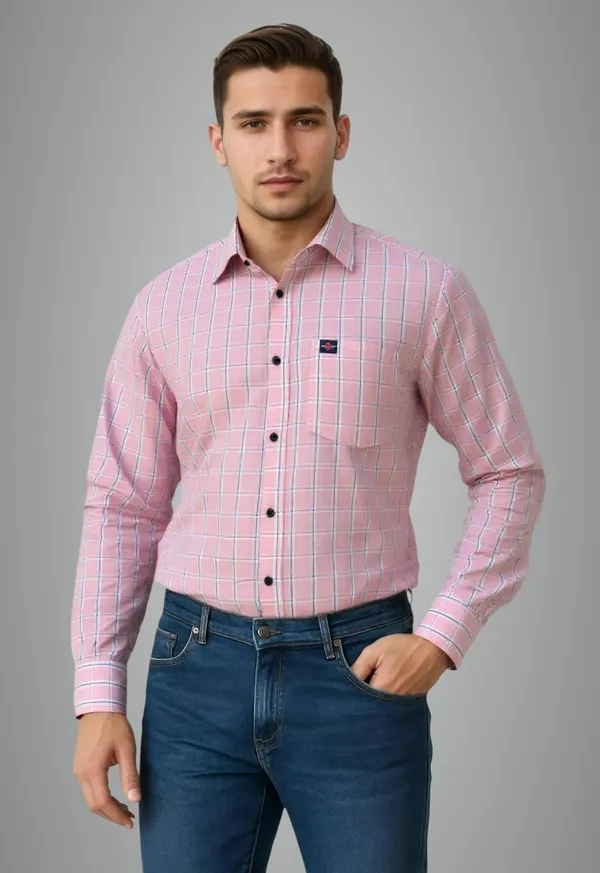 Pink_Poly-Cotton_Premium_&_Elegant_Chex_Shirt_For_Men_#41770