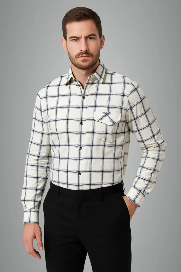 Off_White_Poly_Cotton_Premium_&_Elegant_Chex_Shirt_For_Men_#41329