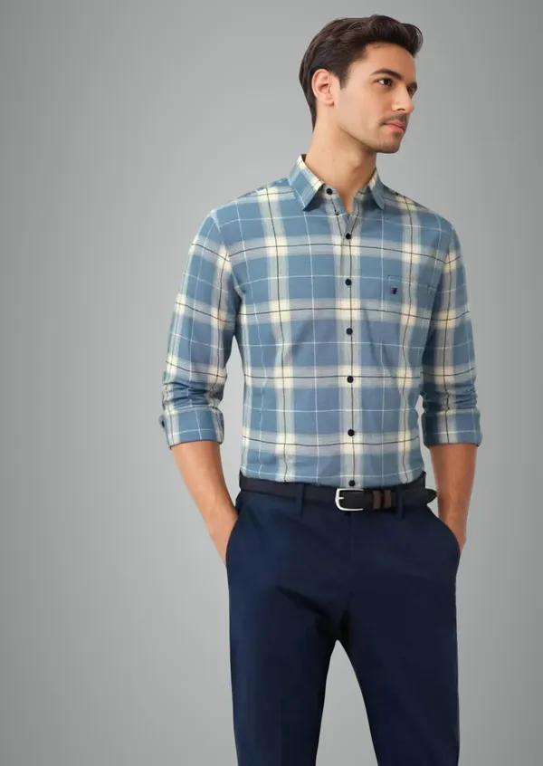 Steel_Blue_Cotton_Premium_&_Elegant_Chex_Shirt_For_Men_#41974