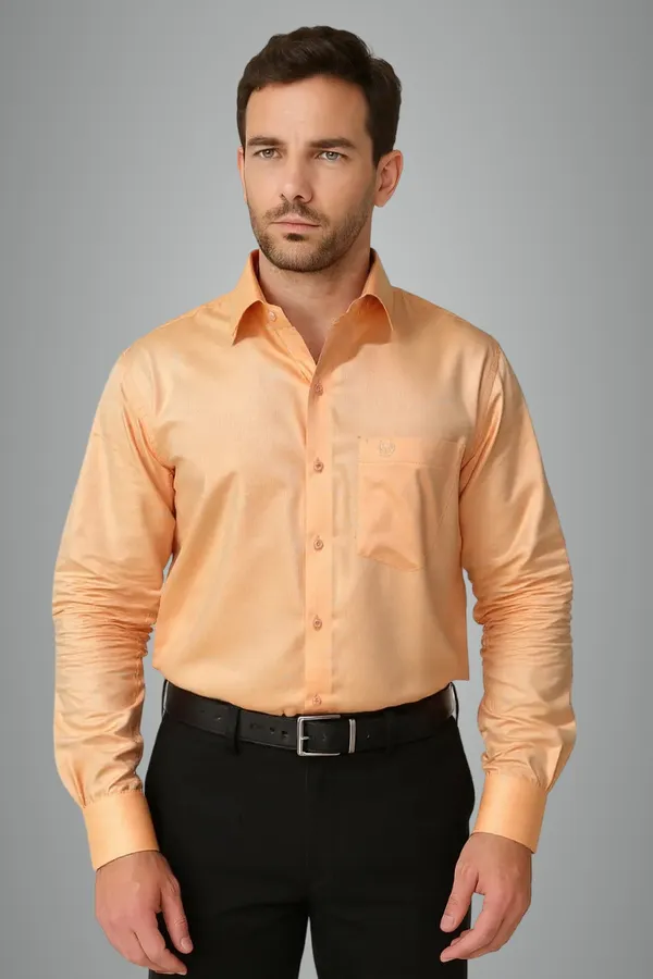 Peach_Cotton_Premium_&_Elegant_Solid_Shirt_For_Men_#2637/1