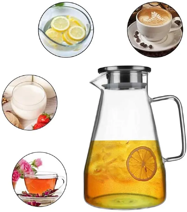 1.8-Liter_Clear_Glass_Classical_Octagonal_Water_Jug_Glass_Iced_Tea_Pitcher_with_Stainless_Steel_Strainer_Lid,_Juice_Beverage_Carafe,_(Clear_1800ml)