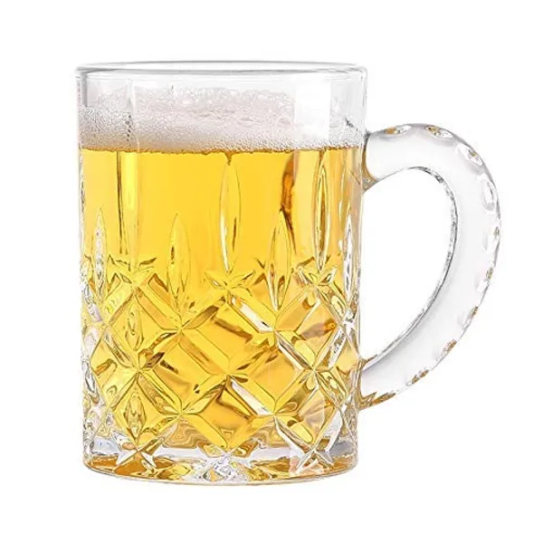 400ml_Modern_Classic_Designed_Beer_Mug_|_Crystal_Clear_Cut_Mug_for_Taking_and_Serving_Drinks_or_Liquor_-_(Transparent_400ml),_Set_of_-_(4)