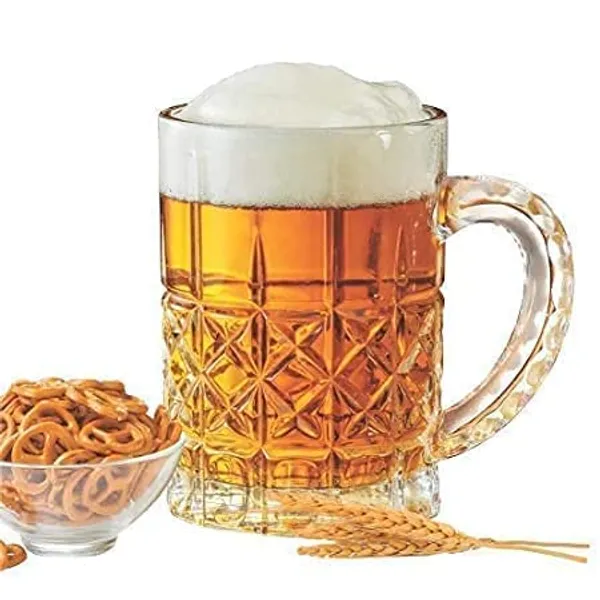 400ml_Modern_Classic_Designed_Beer_Mug_|_Crystal_Clear_Cut_Mug_for_Taking_and_Serving_Drinks_or_Liquor_-_(Transparent_400ml),_Set_of_-_(4)