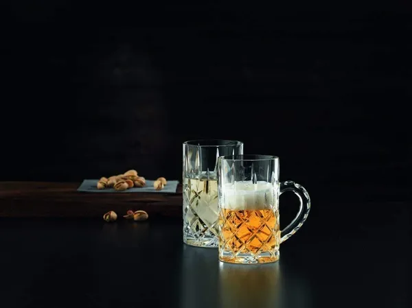 400ml_Modern_Classic_Designed_Beer_Mug_|_Crystal_Clear_Cut_Mug_for_Taking_and_Serving_Drinks_or_Liquor_-_(Transparent_400ml),_Set_of_-_(4)