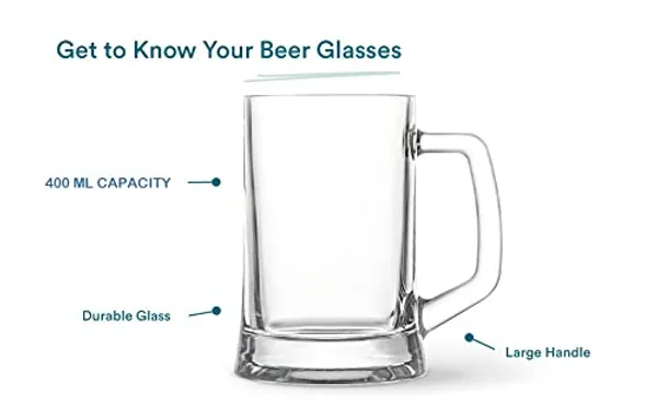 400ml_Simple_Clear_Glass_Beer_Mugs_with_Handle_|_Crystal_Clear_Glass_Beer_Mug_for_Taking_Various_Drinks_(Transparent_400ml),_Set_of_-_(4)