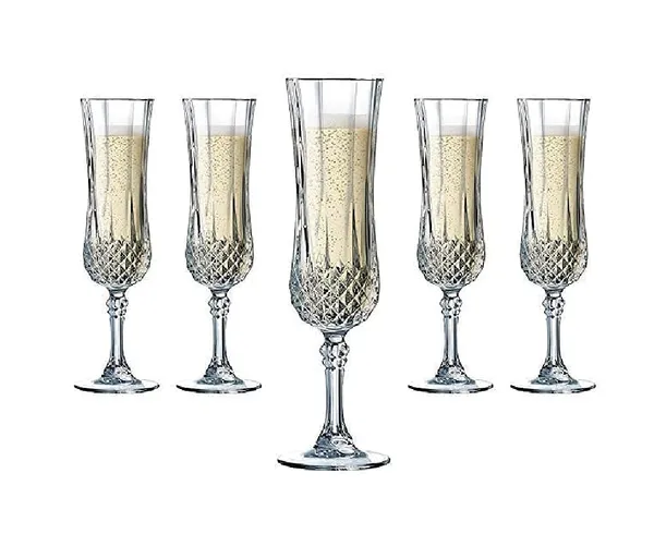 190ml_Premium_and_Stylish_Crystal_Champagne_Glass_|_Vintage_Diamond_Cut_Design_Long_Champagne_Wine_Glass_with_Elegant_Flutes_Stem_(Clear_185ml)_Set_of_-_(6)