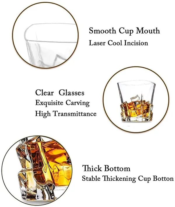 300ml_Old_Fashioned_Tumbler_Set_of_6_|_Whiskey_Glass_with_Thick_Bottom_|_Rocks_Bar_Glass_for_Drinking_Bourbon,_Scotch,_Cocktails._(Stone)